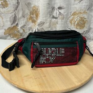 Vintage Red and Green Bugle Boy Fanny pack Nylon zippered pouch